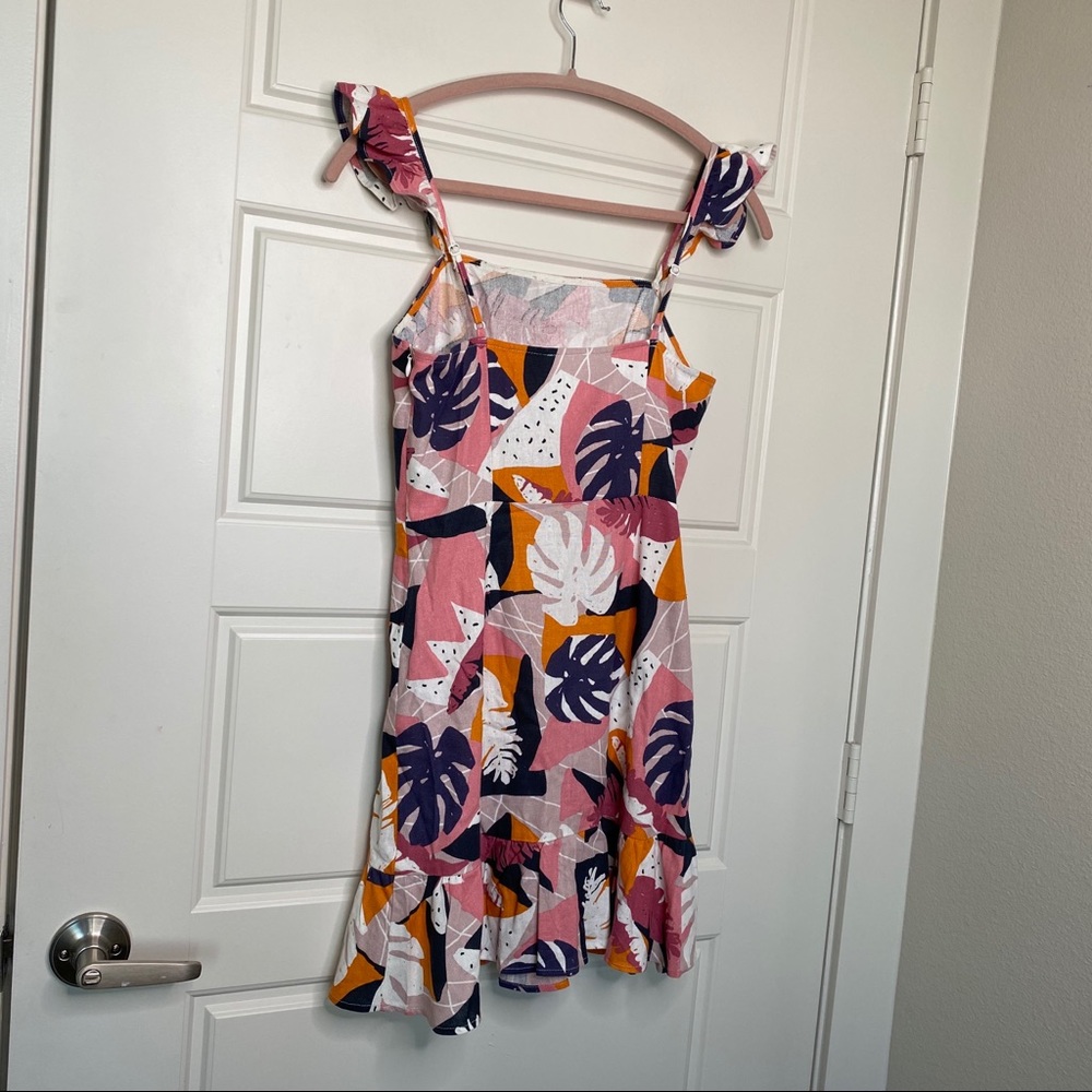 Sadie & Sage Pink Palm Print Flutter Sleeve Dress - image 8